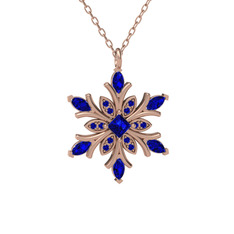 Nix Kar Tanesi Kolye - Lab safir 14 ayar rose altın kolye (40 cm rose altın rolo zincir) #16wfndo