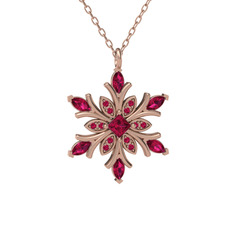 Nix Kar Tanesi Kolye - Rodolit garnet 925 ayar rose altın kaplama gümüş kolye (40 cm rose altın rolo zincir) #1bewsn5