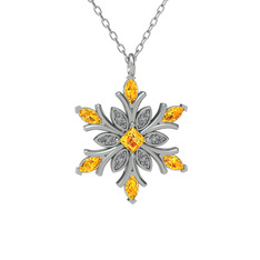 Nix Kar Tanesi Kolye - Sitrin ve swarovski 925 ayar gümüş kolye (40 cm beyaz altın rolo zincir) #1btxl0i