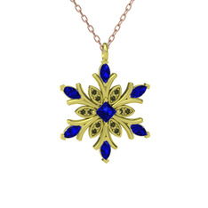 Nix Kar Tanesi Kolye - Lab safir ve peridot 925 ayar altın kaplama gümüş kolye (40 cm rose altın rolo zincir) #1c2h2x9