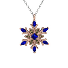 Nix Kar Tanesi Kolye - Lab safir ve peridot 18 ayar rose altın kolye (40 cm gümüş rolo zincir) #1cjqux1