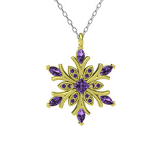 Nix Kar Tanesi Kolye - Ametist 925 ayar altın kaplama gümüş kolye (40 cm gümüş rolo zincir) #1ed4lt5