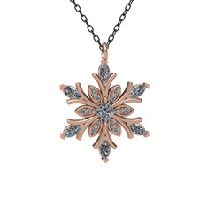 Beyaz zirkon ve swarovski 18 ayar rose altın kolye (40 cm gümüş rolo zincir)