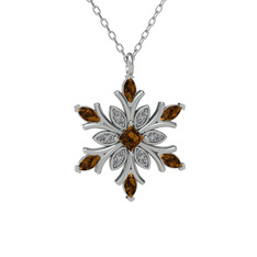Nix Kar Tanesi Kolye - Dumanlı kuvars ve swarovski 925 ayar gümüş kolye (40 cm gümüş rolo zincir) #1h71y61