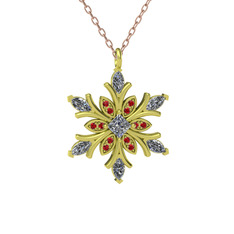 Nix Kar Tanesi Kolye - Swarovski ve garnet 8 ayar altın kolye (40 cm gümüş rolo zincir) #1hval