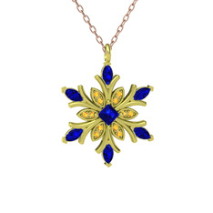 Nix Kar Tanesi Kolye - Lab safir ve sitrin 925 ayar altın kaplama gümüş kolye (40 cm rose altın rolo zincir) #1ioy0b5