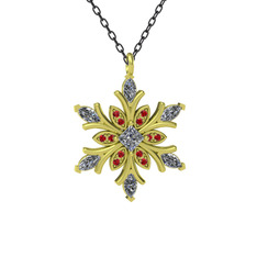 Swarovski ve garnet 14 ayar altın kolye (40 cm gümüş rolo zincir)