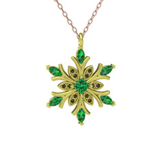 Nix Kar Tanesi Kolye - Yeşil kuvars ve peridot 14 ayar altın kolye (40 cm rose altın rolo zincir) #1n7wha3