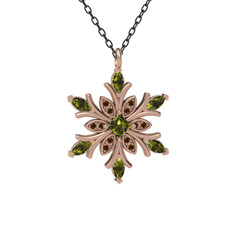 Nix Kar Tanesi Kolye - Peridot ve dumanlı kuvars 925 ayar rose altın kaplama gümüş kolye (40 cm gümüş rolo zincir) #1oo3zxz