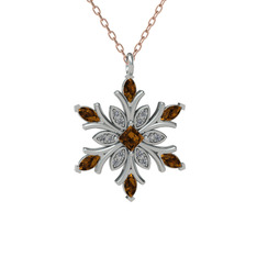 Nix Kar Tanesi Kolye - Dumanlı kuvars ve swarovski 925 ayar gümüş kolye (40 cm gümüş rolo zincir) #1q0g5i4