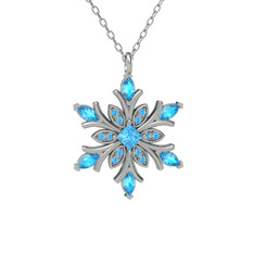 Nix Kar Tanesi Kolye - Akuamarin 18 ayar beyaz altın kolye (40 cm beyaz altın rolo zincir) #1qbl7ee