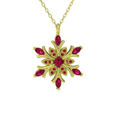 Rodolit garnet ve garnet 925 ayar altın kaplama gümüş kolye (40 cm altın rolo zincir)