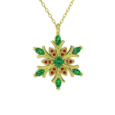 Nix Kar Tanesi Kolye - Yeşil kuvars ve garnet 18 ayar altın kolye (40 cm altın rolo zincir) #1rqk2wx