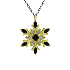 Nix Kar Tanesi Kolye - Siyah zirkon ve swarovski 8 ayar altın kolye (40 cm gümüş rolo zincir) #1rt29wc