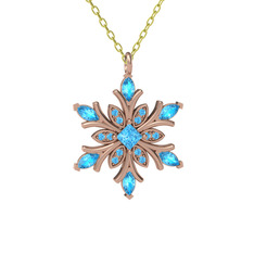 Nix Kar Tanesi Kolye - Akuamarin 925 ayar rose altın kaplama gümüş kolye (40 cm altın rolo zincir) #1s3sxwv