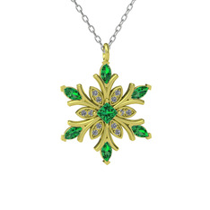 Yeşil kuvars ve swarovski 18 ayar altın kolye (40 cm gümüş rolo zincir)