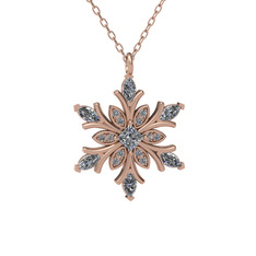 Nix Kar Tanesi Kolye - Swarovski ve pırlanta 8 ayar rose altın kolye (0.1056 karat, 40 cm gümüş rolo zincir) #1unvkag