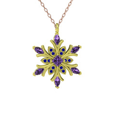 Nix Kar Tanesi Kolye - Ametist ve lab safir 8 ayar altın kolye (40 cm gümüş rolo zincir) #1w4uco3