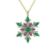 Nix Kar Tanesi Kolye - Yeşil kuvars ve garnet 925 ayar gümüş kolye (40 cm altın rolo zincir) #1yswyfz