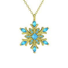 Nix Kar Tanesi Kolye - Akuamarin 925 ayar altın kaplama gümüş kolye (40 cm altın rolo zincir) #2a370v