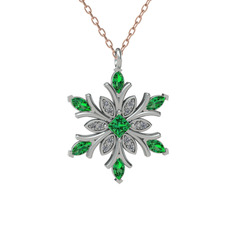 Nix Kar Tanesi Kolye - Yeşil kuvars ve swarovski 8 ayar beyaz altın kolye (40 cm gümüş rolo zincir) #2pxoby