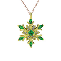 Nix Kar Tanesi Kolye - Yeşil kuvars ve swarovski 925 ayar altın kaplama gümüş kolye (40 cm gümüş rolo zincir) #2zu58x