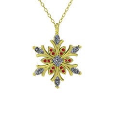 Nix Kar Tanesi Kolye - Swarovski ve garnet 18 ayar altın kolye (40 cm gümüş rolo zincir) #40ly67