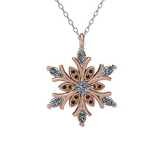 Nix Kar Tanesi Kolye - Swarovski ve dumanlı kuvars 8 ayar rose altın kolye (40 cm beyaz altın rolo zincir) #6gswib