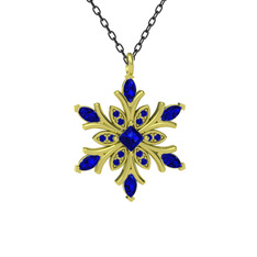 Lab safir 925 ayar altın kaplama gümüş kolye (40 cm gümüş rolo zincir)