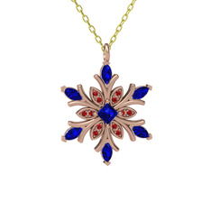 Nix Kar Tanesi Kolye - Lab safir ve garnet 14 ayar rose altın kolye (40 cm altın rolo zincir) #a1hmfu