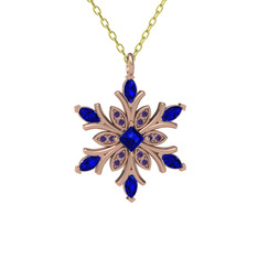 Nix Kar Tanesi Kolye - Lab safir ve ametist 18 ayar rose altın kolye (40 cm altın rolo zincir) #ae2gi3