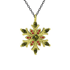 Nix Kar Tanesi Kolye - Peridot ve garnet 925 ayar altın kaplama gümüş kolye (40 cm gümüş rolo zincir) #ah5y6z