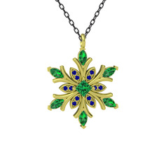 Nix Kar Tanesi Kolye - Yeşil kuvars ve lab safir 925 ayar altın kaplama gümüş kolye (40 cm gümüş rolo zincir) #bcimuz