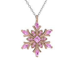 Nix Kar Tanesi Kolye - Pembe kuvars 18 ayar rose altın kolye (40 cm beyaz altın rolo zincir) #c1mjgx