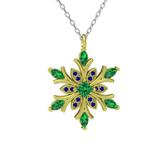 Nix Kar Tanesi Kolye - Yeşil kuvars ve lab safir 18 ayar altın kolye (40 cm beyaz altın rolo zincir) #djp4kw