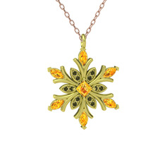 Nix Kar Tanesi Kolye - Sitrin ve peridot 925 ayar altın kaplama gümüş kolye (40 cm rose altın rolo zincir) #dljna3
