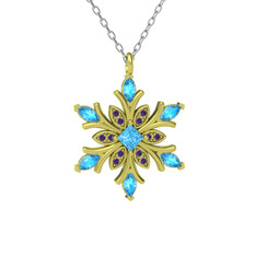 Nix Kar Tanesi Kolye - Akuamarin ve ametist 8 ayar altın kolye (40 cm beyaz altın rolo zincir) #dtulbs