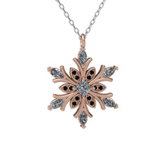 Nix Kar Tanesi Kolye - Beyaz zirkon ve siyah zirkon 18 ayar rose altın kolye (40 cm beyaz altın rolo zincir) #dvai88