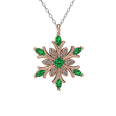 Nix Kar Tanesi Kolye - Yeşil kuvars ve swarovski 8 ayar rose altın kolye (40 cm beyaz altın rolo zincir) #ew37ru