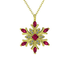 Nix Kar Tanesi Kolye - Rodolit garnet ve beyaz zirkon 14 ayar altın kolye (40 cm altın rolo zincir) #fera4x