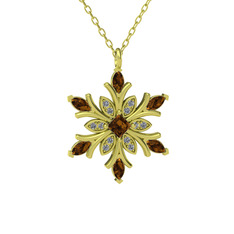 Nix Kar Tanesi Kolye - Dumanlı kuvars ve swarovski 14 ayar altın kolye (40 cm altın rolo zincir) #fiazxk