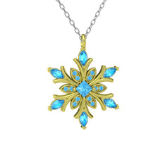 Nix Kar Tanesi Kolye - Akuamarin 925 ayar altın kaplama gümüş kolye (40 cm beyaz altın rolo zincir) #foltmw