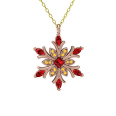 Nix Kar Tanesi Kolye - Garnet ve sitrin 925 ayar rose altın kaplama gümüş kolye (40 cm altın rolo zincir) #ggnnvl