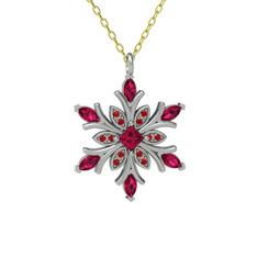 Rodolit garnet ve garnet 18 ayar beyaz altın kolye (40 cm altın rolo zincir)