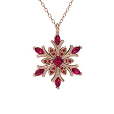 Nix Kar Tanesi Kolye - Rodolit garnet ve garnet 14 ayar rose altın kolye (40 cm rose altın rolo zincir) #gyoynu