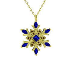 Nix Kar Tanesi Kolye - Lab safir ve dumanlı kuvars 925 ayar altın kaplama gümüş kolye (40 cm altın rolo zincir) #ib6jdi