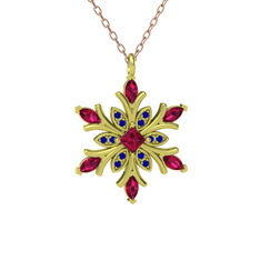 Nix Kar Tanesi Kolye - Rodolit garnet ve lab safir 18 ayar altın kolye (40 cm gümüş rolo zincir) #iooav9