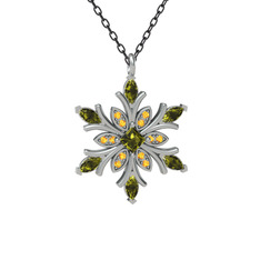 Nix Kar Tanesi Kolye - Peridot ve sitrin 18 ayar beyaz altın kolye (40 cm gümüş rolo zincir) #jexk90