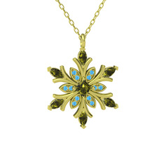 Nix Kar Tanesi Kolye - Peridot ve akuamarin 925 ayar altın kaplama gümüş kolye (40 cm altın rolo zincir) #jgphwt