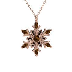 Nix Kar Tanesi Kolye - Dumanlı kuvars ve siyah zirkon 925 ayar rose altın kaplama gümüş kolye (40 cm rose altın rolo zincir) #kqnq8p